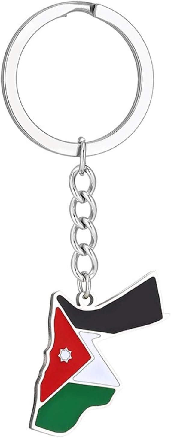 The Hashemite Kingdom of Jordan Map and Flag Pendant Keychains Jordanian Keyholder Jewelry Gift For Women Men