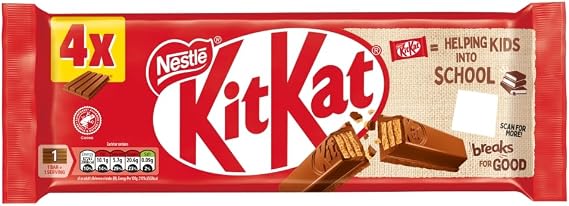 KitKat 4 Finger Milk Chocolate Biscuit Bar Multipack, 4 x 41.5g | Pack of 1