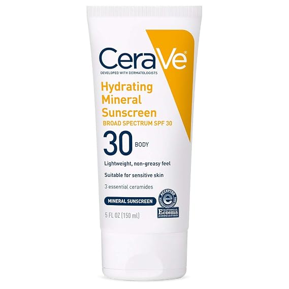 CeraVe Hydrating Mineral Sunscreen SPF 30 with Hyaluronic Acid, 5oz
