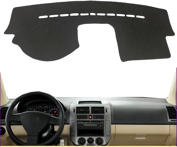 Car Dashboard Cover for Left Hand Drive Volkswagen VW Polo 2002-2008 (9N 9N3) Carpet Dashmat Sun Shade Pad Car Styling (Flannel All Black)