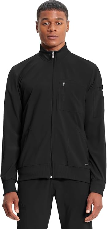 Cherokee Infinity Scrub Jacket for Men Zip Front Warm-Up 5 Pockets