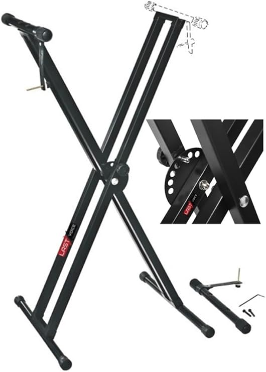 LASTVOİCE Ks-04D Çift Profilli 7 Kademeli Üst Segmen Org Sehpası Standı Ayağı (Sabitleme Kayışlı)