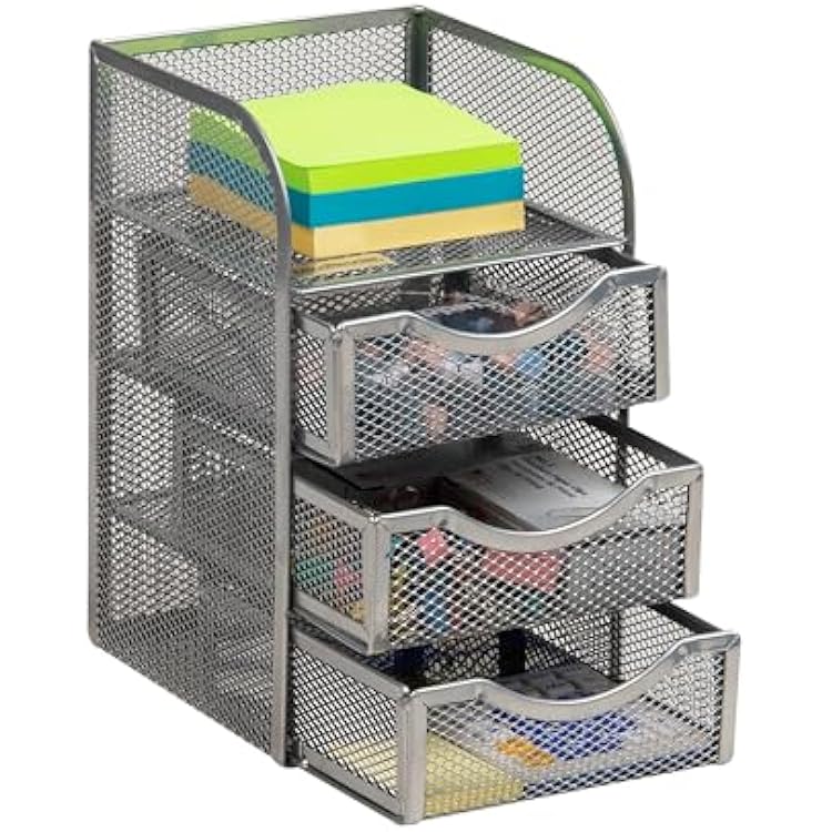 Mind Reader Desktop Accessory Storage, Paper Binder Clip Basket, Workspace, Office, Metal Mesh, 4.75L x 5W x 8H, Silver