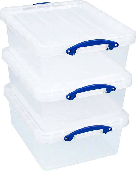 Really Useful Box Plastic Storage 23.5 Litre Clear (Pack of 3)