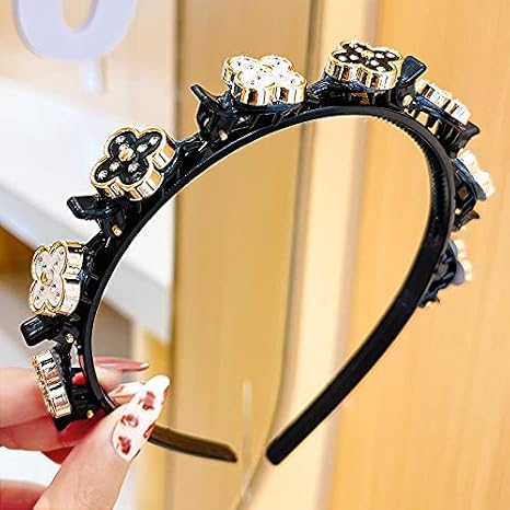 VALINK Flower Girl Headpiece, Bangs Hairpin Headband Multi-layer Hollow Braided Hair Head Hoop Korean Style Sweet Hairstyle Headwear Gifts for Girls