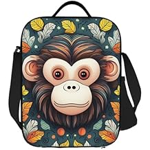 Monkey Pattern Insulated Lunch Bag Reusable Lunch Box For Women Men, Reusable Leakproof Cooler Tote Bag With Adjustable Shoulder Strap For Office Work Travel Picnic Camping