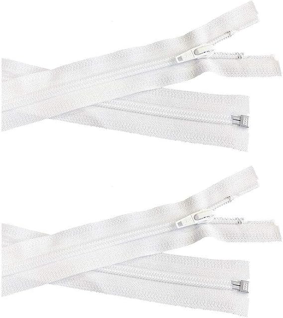 YKK 36" Light Weight Jacket Zipper ~ YKK #5 Nylon Coil Separating Zippers - White (Pack of 1 Zippers) Made in USA