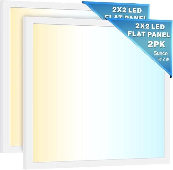 Sunco 2 Pack 2x2 LED Flat Panel Lights, Dual Selectable, 30-40W, Dimmable
