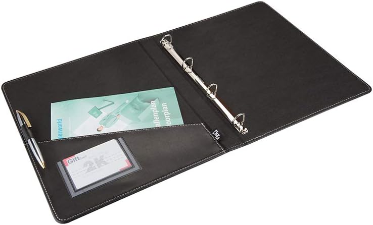 2K 503S Faux Leather, 4 Ring Mechanism Folder Black, A4