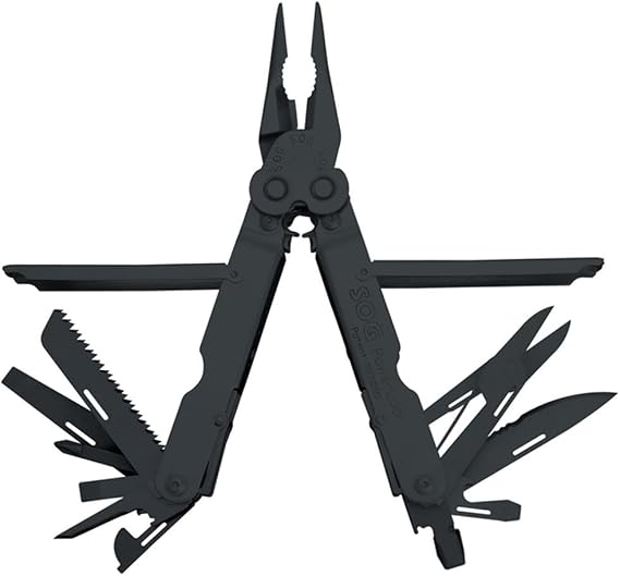 SOG Specialty Knives & Tools B61-L Power Lock EOD 2.0 Scissor Multi Tool with Half Serrated Steel Blade 22-Tools Combined, Black Oxide Finish