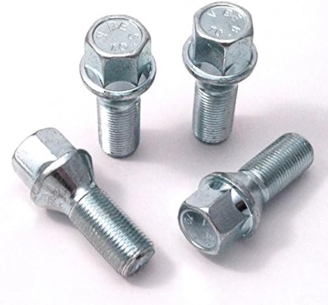 Alloy wheel bolts, Zinc plated M14x1.25 (M14 x 1.25) Taper seat, 17mm hex, 27mm thread length. Set of 4 wheel bolts (BM002)