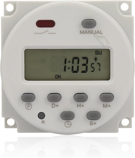 Mini Programmable Timer Switch 1 Second to 168 Hours Electronic Automatic Time Control 5V 12V 24V 110V 220V Digital Wall/Panel Mount Timer (12V DC)