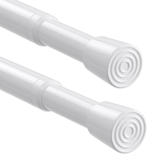 Tension Rod 68-100cm White 2Pack Extendable Curtain Poles