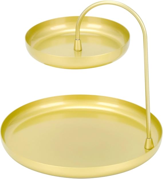 2-Tier Gold Metal Cupcake Stand & Decorative Tray | Heavy-Duty Afternoon Tea Serving Plate for Desserts, Elegant Cake Stand for Wedding, Birthday, Party Decor & Home Organiser