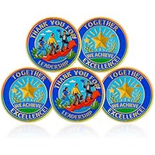 CHURYUML 5Pcs Employee Appreciation Coin Set - Thank You for Excellence Challenge Coin, Teamwork Recognition Token for Coworkers Staff Team Member Inspirational Office Gifts for Team Building