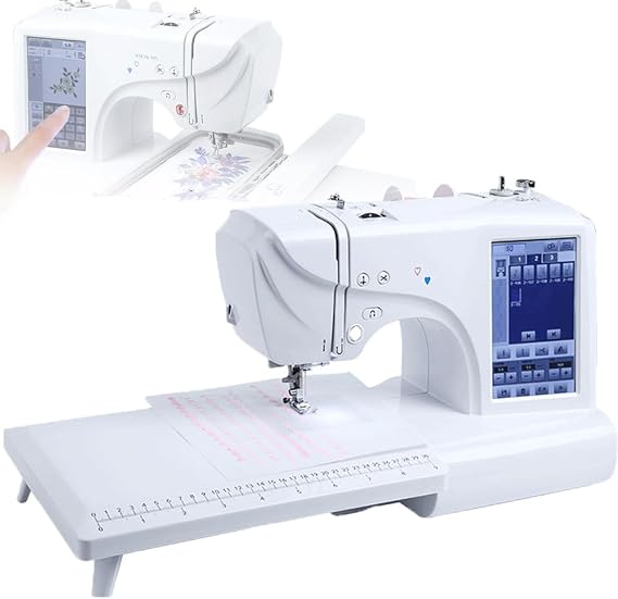 Electric Embroidery Sewing Machine, Multi-functional Embroidery Sewing Machine with Digital LED Lighting, Built-in 158 Designs, 210 Letter Fonts, 30 Pattern Borders, Easy to Sew