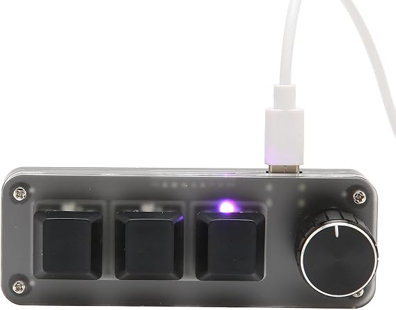 OSU Gaming Keyboard, 3 Key Mini RGB Backlight Programmable Keypad, USB Mechanical Keyboard with Knob, Multifunctional Shortcut, for Office, Game, Music
