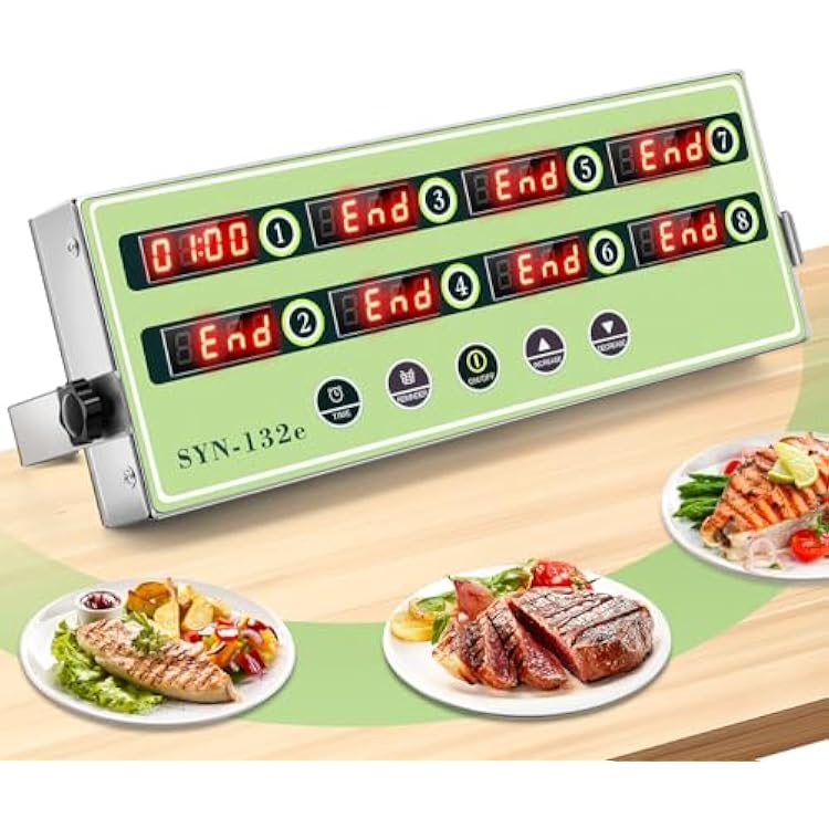 2025 Upgrade 8-Channel Kitchen Timer, Spolehli Commercial Multi Food Fryer Alarm Clock for Restaurant Cooking, Stainless Steel Digital Display 8 Channel