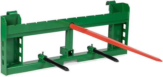 Titan Attachments Economy Series Hay Frame, 32" C2 Hay Spear & Stabilizer Spears, Hook and Pin Mounting Style, Rated 4000 LB, 2" Receiver Hitch