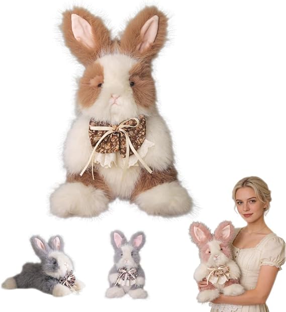Weighted Rabbit Plush, Soft Plush Toy for Stress Relief & Calming, Cute Bunny Plushies Soft Bunny Anxiety Toy Gift (Coffee Sitting Posture, 35CM)