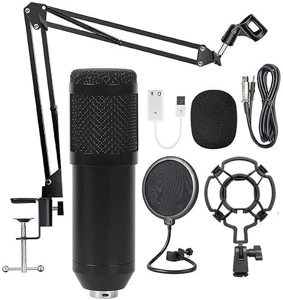 USB Hanging Condenser Microphone Set,192KHz/24Bit Gaming Microphone, PC Mic for Streaming,Online Class Live,YouTube,Tiktok,Ins,Podcasts,Recording,Mic or Mac/PS4/PS5(Black) USB-BM800