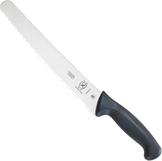 Mercer Culinary M23210 , Stainless Steel, Black, 10-Inch Wide Wavy Edge Bread Knife