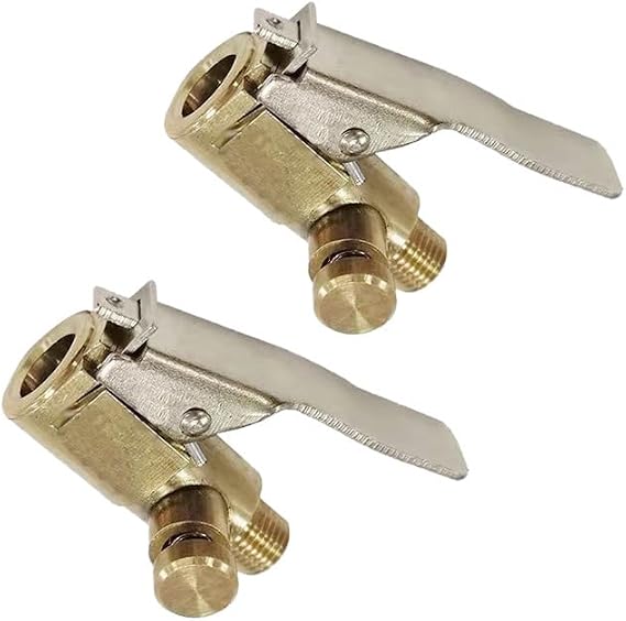 2PCS Tire Air Chuck with Clip Adapter,Brass Locking Air Chuck Quick Connect,Tire Inflator Nozzle Adapter Connect for Vehicle Inflator Compressor Pump ConnectTool 8mm with No Leakage
