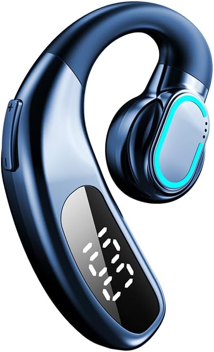 Micool Single Ear Bluetooth Headset with Directional Sound, 180 Rotatable Universal Fit, LED Power Display & Dual Link, Bluetooth 5.5 IPX5 Waterproof for Office & Commute (Blue)