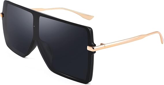 FEISEDY Flat Top Square Oversized Shield Sunglasses Women Men B2784