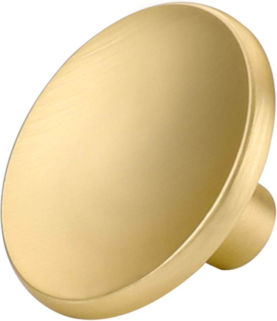 goldenwarm 10 Pack Gold Cabinet Knobs Kitchen Hardware Round Drawer Knob for Brushed Brass Cabinets Handles Closet Door Pulls Zinc Alloy