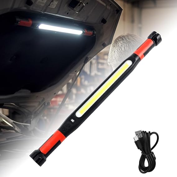 LECDOA 2026 Upgrade Magnetic Work Light, 1200 Lumens Super Bright & Rechargeable LED Under Hood Light, Strong Magnets & 360 Flexible Gooseneck for Car Repair, Garage, Workshop, Emergency Kit (1PCA)