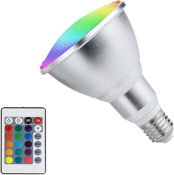 10W RGB Colored LED Spotlight Outdoor E27 Cool White Light Bulb with Remote
