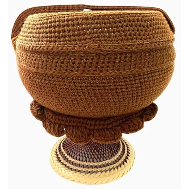 Thai Buddhish Monks Alms Bowl Offer Food Bowls With Cloth Covering Base Rattan Weave Handmade Full Set 8 Inches