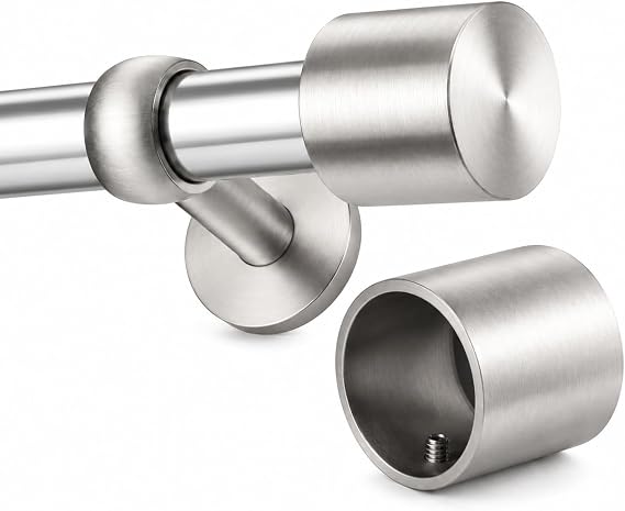Beavorty 2 PCS 28mm Curtain Rod Finials Window Drapery Curtain Rod End Window Curtain Rod Cap Drapery Pole Rail Decorative Heads for Curtain Decoration (Silver)