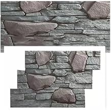 3D Faux Stone Wall Panels, PU Panel Fluted Sound Absorbing Panel, Exterior Wall Decoration Artificial Stone Veneer Panels for Living Room Restaurant(E,10pcs-60x120cm)