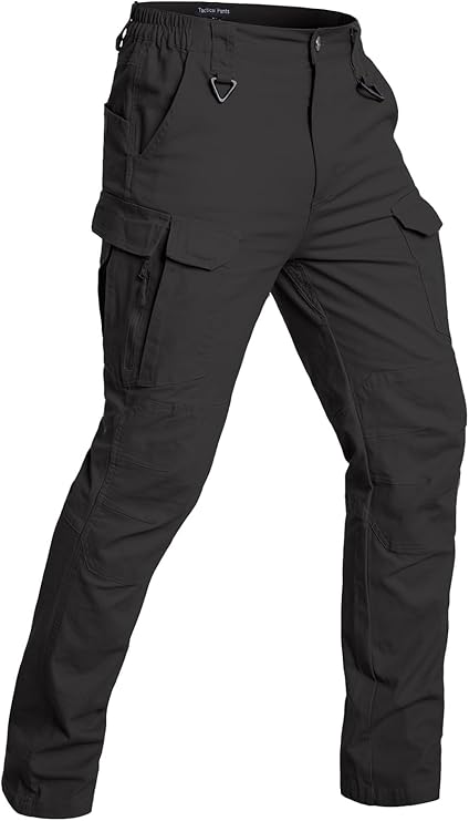 CARWORNIC Men's Cargo Work Trousers Cotton Lightweight Stretch Military Combat Hiking Tactical Trousers