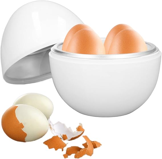 Hard Boiled Egg Cooker, Electric Egg Cooker 4 Eggs Capacity Compact Design ABS Material Egg Shape Microwave Function Egg Boiler Be for Hard Boiled Eggs, Poached Eggs