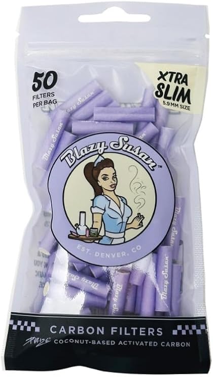 Purple Activated Carbon Filter Tips Xtra Slim 50ct Bag