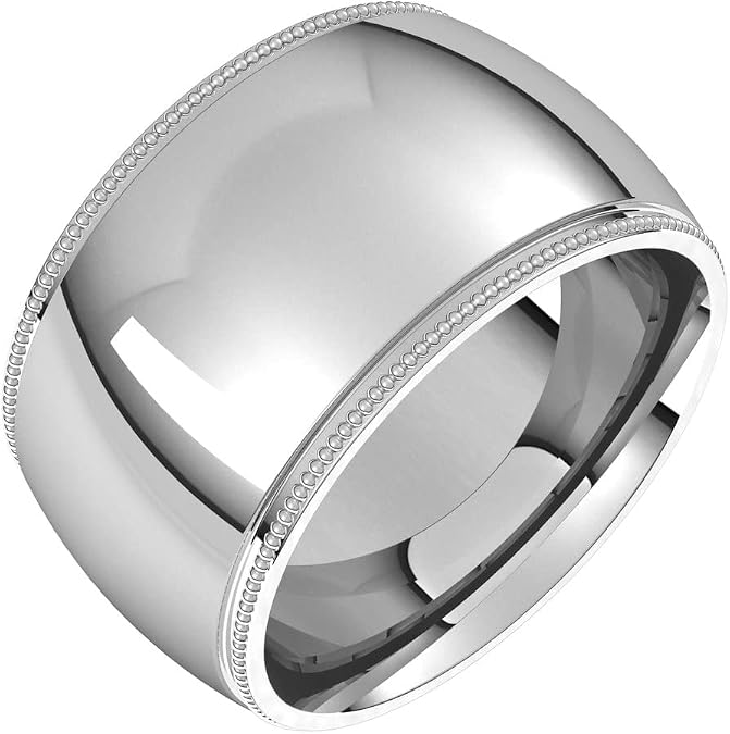 Custom Engravable 10K 14K or 18K Rose White or Yellow Gold 925 Sterling Silver or Platinum Milgrain Half Round Comfort Fit Classic Wedding Ring Band For His and Hers