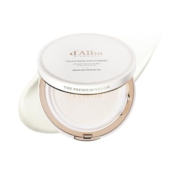 d'alba Piedmont Vegan Fresh Sun Cushion, BROAD SPECTRUM SPF 50 + Korean Sunscreen for Face, Hydrating, Thin Layer, For All Skin Types (0.88 oz)