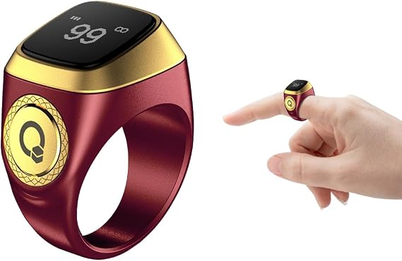 Smart Ring Counter, Smart Tasbih Zikr Ring, Muslim Islamic Prayer Smart Rings,Tasbih Counter Smart Ring, Digital Electronic Smart Tally Counter, Tasbeeh Smart Counter for Prayer (Brown, 18mm)