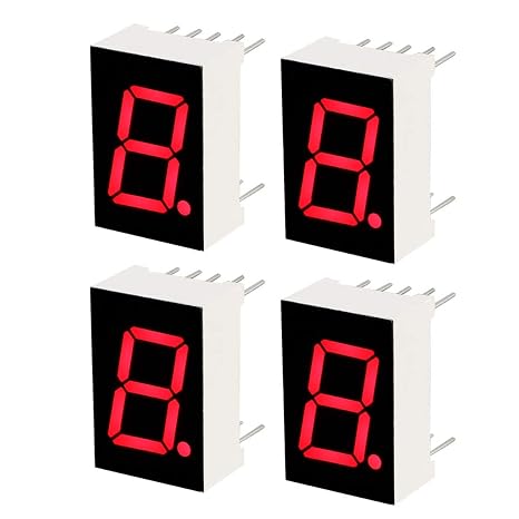 uxcell Common Cathode 10 Pin 1 Bit 7 Segment Display 0.75 x 0.5 x 0.31 Inch 0.5" Red LED Display Digital Tube 4pcs