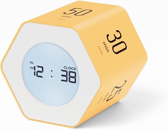 Mooas Multi Hexagon Clock Timer Ver2, Timer for Study, 12/24 Hour Mode, Count Up/Down Timer, 6 Types of Time Settings, Backlit Display, Pomodoro Timer, Rotating Display, Kitchen Timer, Cooking Timer