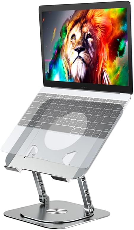 360 Dönebilen Tabanlı Ayarlanabilir Dizüstü Bilgisayar Standı MacBook Pro/Air Notebook ile Uyumlu 17 İnçe Kadar Gümüş (Gümüş)