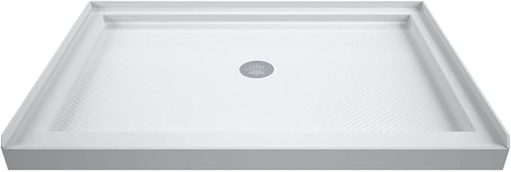 DreamLine SlimLine 34 in. D x 42 in. W x 2 3/4 in. H Center Drain Single Threshold Shower Base in White, DLT-1134420