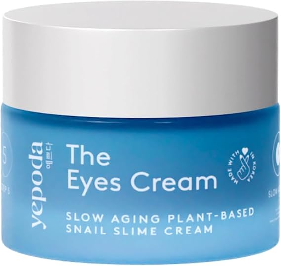 Yepoda The Eyes Cream, Hydrating Eye Cream With Plant-Based Snail Slime Alternative, Depuffs &amp; Deeply Hydrates the Skin, Vegan Korean Eye Cream for All Skin Types, 15 ml