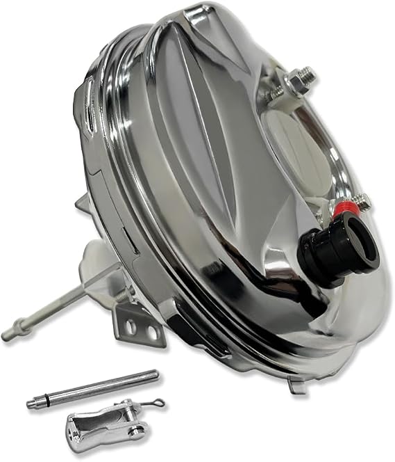 9" Single Diaphragm Power Brake Booster Chrome For Chevelle El Camino | For Pontiac GTO Tempest Oldsmobile Cutlass Buick Skylark 1964-1972, Clevis & Push Rod Extension Included