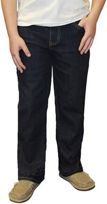 Faded Glory Boys Straight Denim Blue Jeans 10H, Dark Wash