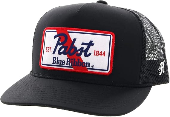 HOOey Officially Licensed Pabst Blue Ribbon One Size Fits All Adjustable Snapback Hat for Men and Women Mesh Back Trucker Hat