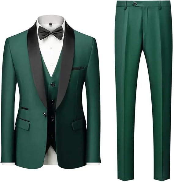 Men Jacket Vest Pants Solid Business Office Suit Groom Wedding Dress Party Tuxedo